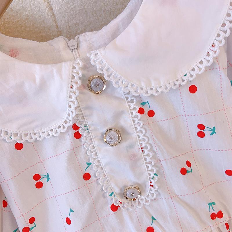 Girls Summer Lightweight Floral Dress with Peter Pan Collar Princess
