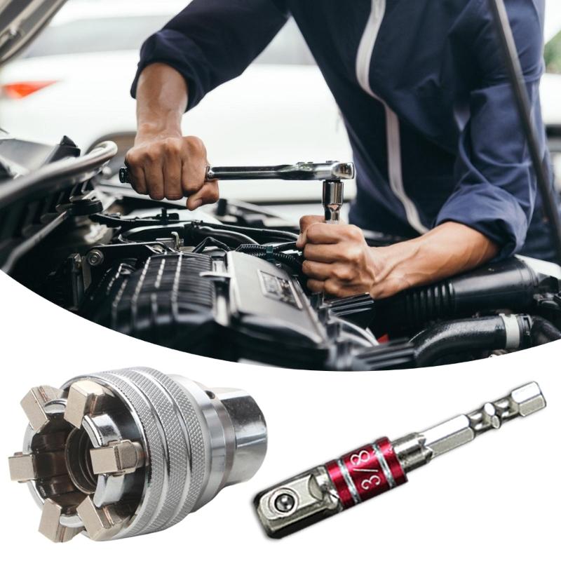 Multifunction Socket Wrench Tool Maintenance Professional Adjustable Socket Wrench Tool for 3/8" Drive Ratcheting Torque