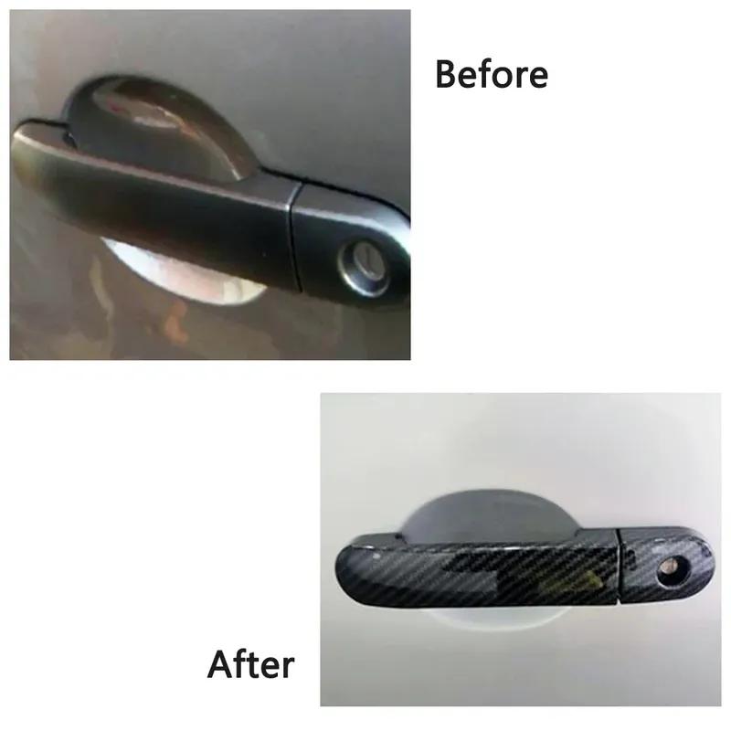 Car Upgrade Carbon Fiber Door Handle Cover For Nissan March Micra K12 Grand Livina L10 Note Tiida C11 Cars Accessories