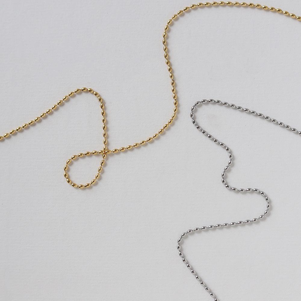 Stainless Steel Rice Bead Choker Necklace for Women - Titanium Steel Layering Accessories