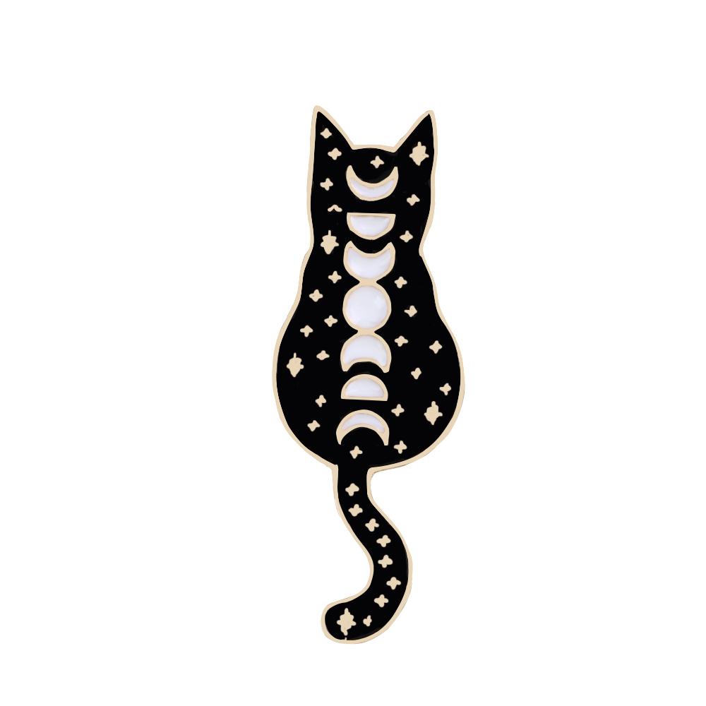 Cartoon Tier Broschen Schwarz Weiß Paar Katze Fischgräte Emaille Pins Kleidung Kragen Revers Pin Tasche Metall Abzeichen Schmuck Für Liebhaber