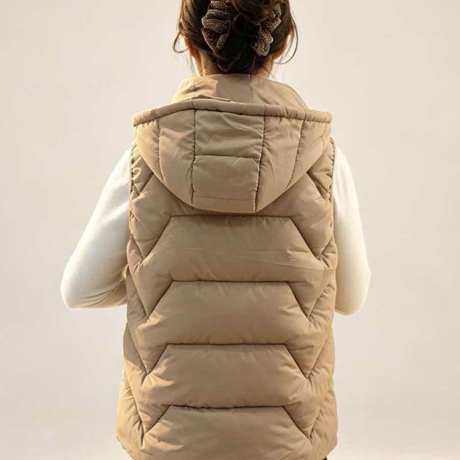 Herfst en winter dames effen kleur glanzende mode capuchon winddicht verdikte warme damesvestjas 5 kleuren
