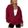 Women's Fashion Casual Solid Color Zipper Jacket Long Sleeve Sweatshirt