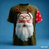 Fashion New Santa Claus Graphic T Shirts Casual Holiday Printed Round Neck Short Sleeve Christmas Element Tees Tops