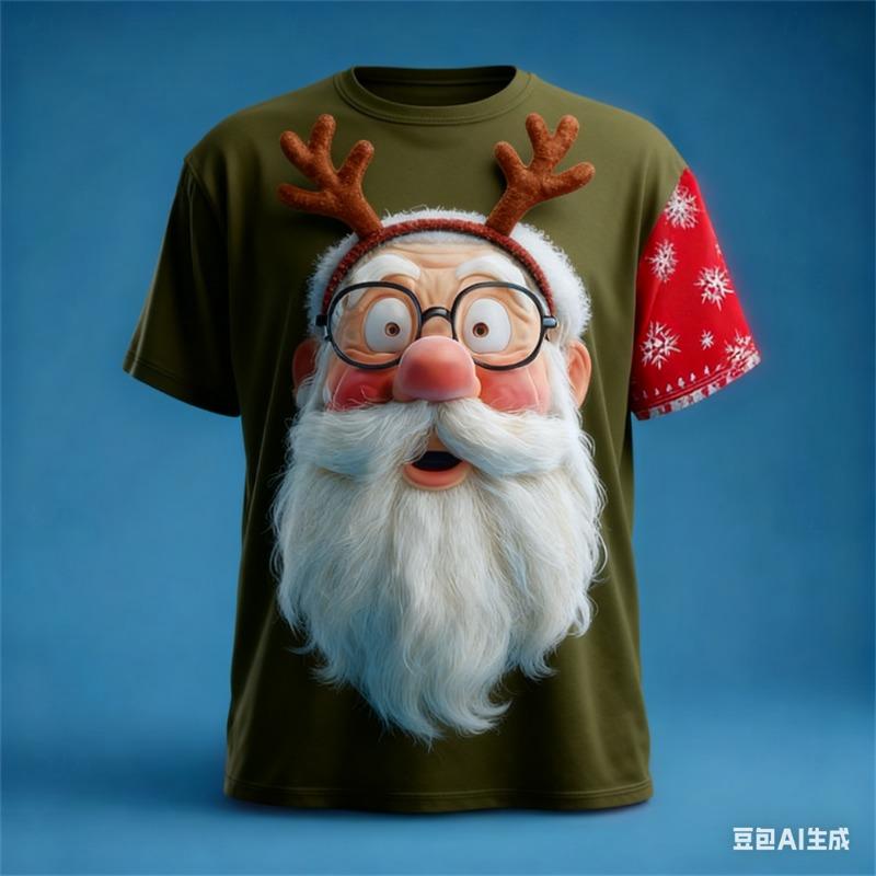 Fashion New Santa Claus Graphic T Shirts Casual Holiday Printed Round Neck Short Sleeve Christmas Element Tees Tops