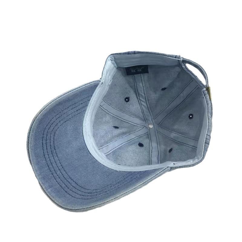 Hat women spring and summer letter embroidery denim baseball cap ins versatile casual retro couple cap men