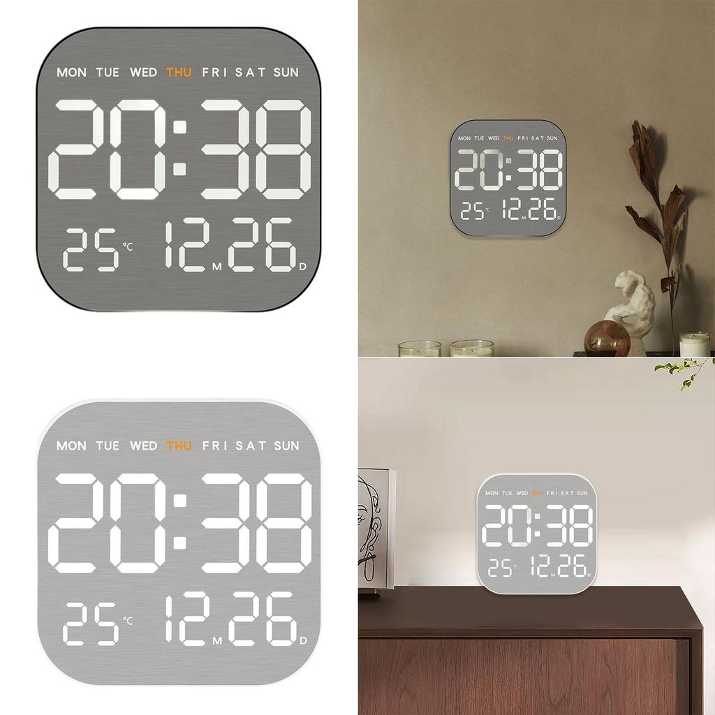 Digital Wall Clock Desktop Clock Large Display Adjustable Brightness °C/°F