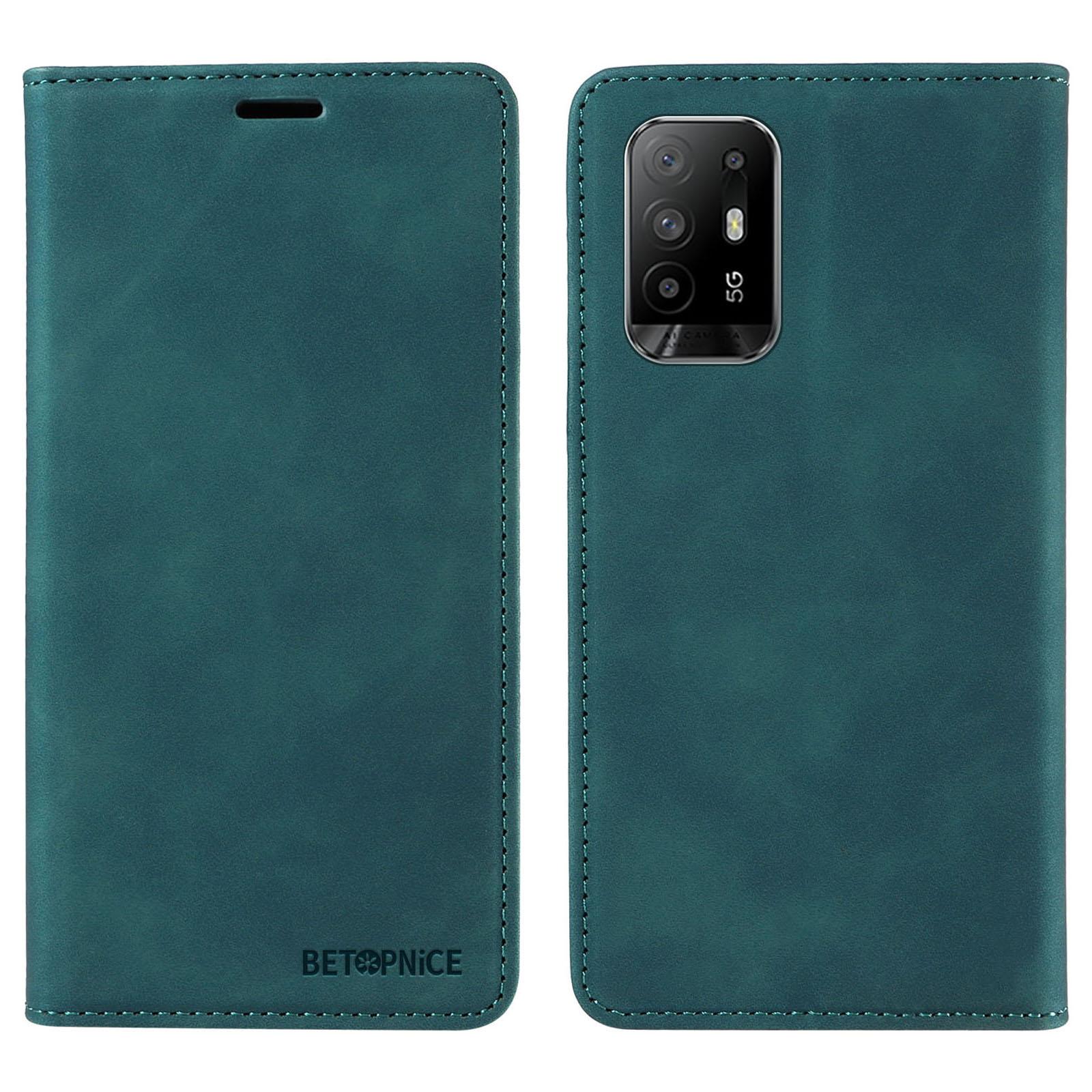

BETOPNICE 003 Для Oppo A94 5G/Reno5 Z/F19 Pro+ 5G/A95 5G/Reno6 Z Кожаный чехол-книжка с подставкой и блокировкой RFID Green