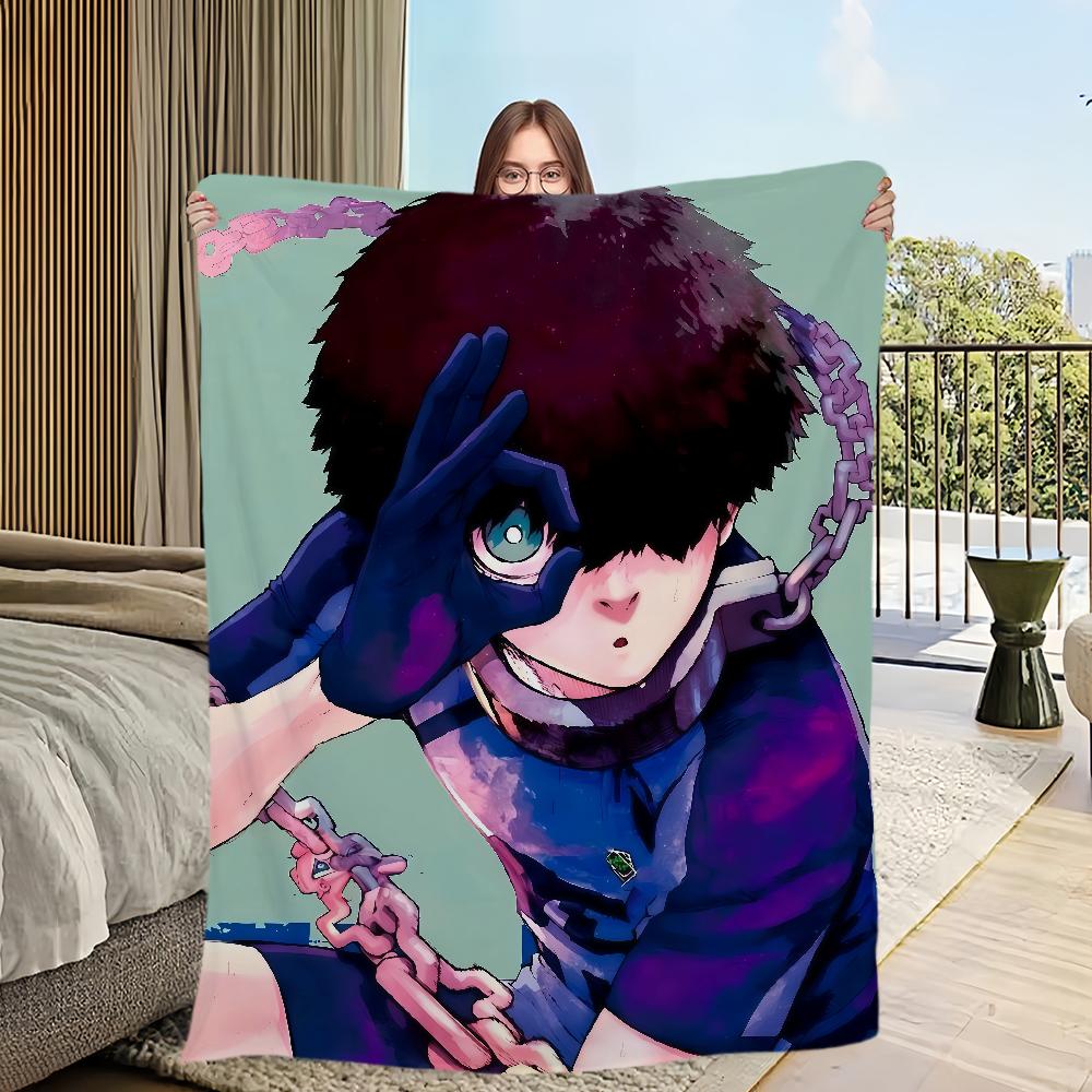 Manga Anime coole I-Igarashi Gurimu B-Blue L-Lock Flanellen warme zachte pluche deken voor bank, woonkamer, kantoor, slaapkamer, reiscadeau