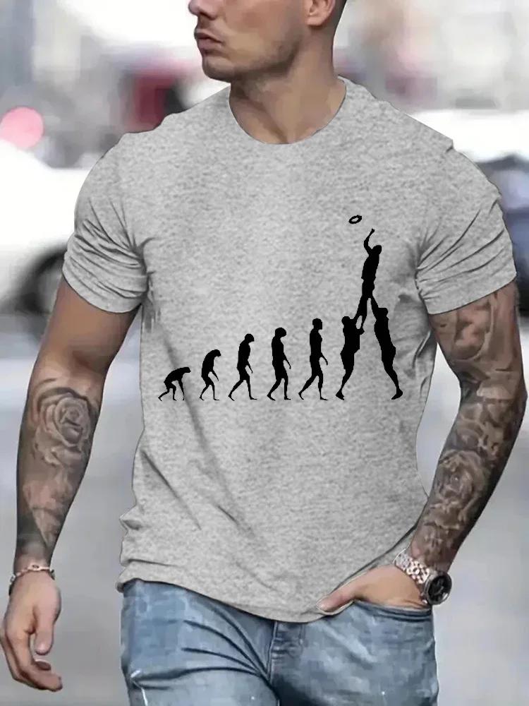 Rugby Evolution Novelty Funny T-Shirt Male Black Top Tee Hipster Oversized T Shirt Men Sweatshirt Tees  Fashion Harajuku T-shirt