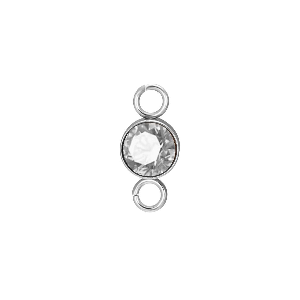 5 pcs/lot 5mm Birthstone Charms with 2 Holes Stainless Steel Crystal Pendant For Necklace Bracelet Making DIY Accessories