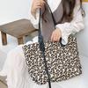 01 New Canvas Bag Large Capacity Black and White Leopard Print Bag Bell Dog Armpit Bag Portable Tote Bag