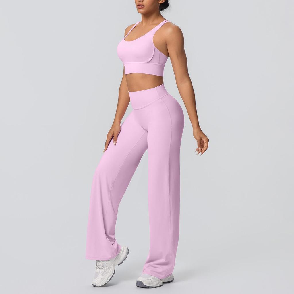 Sexy Sport-BH mit Kreuzrücken & High-Waist Yoga-Hosen Set - Schnelltrocknende Fitnessbekleidung