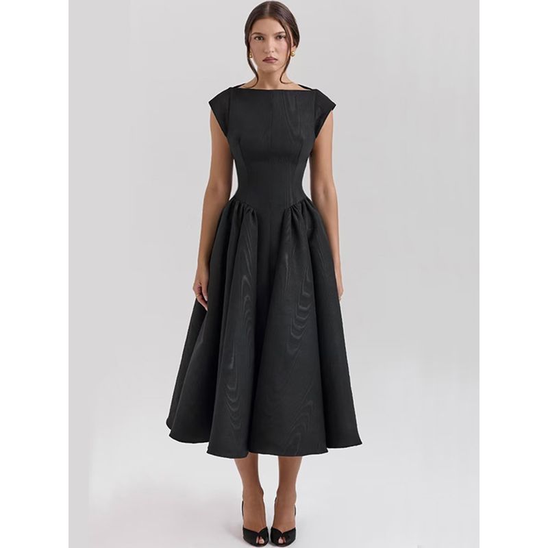 Retro Famous House of the Same Style Elegant Temperament French style Sexy Backless Mid-Length Sleeveless Dress Women