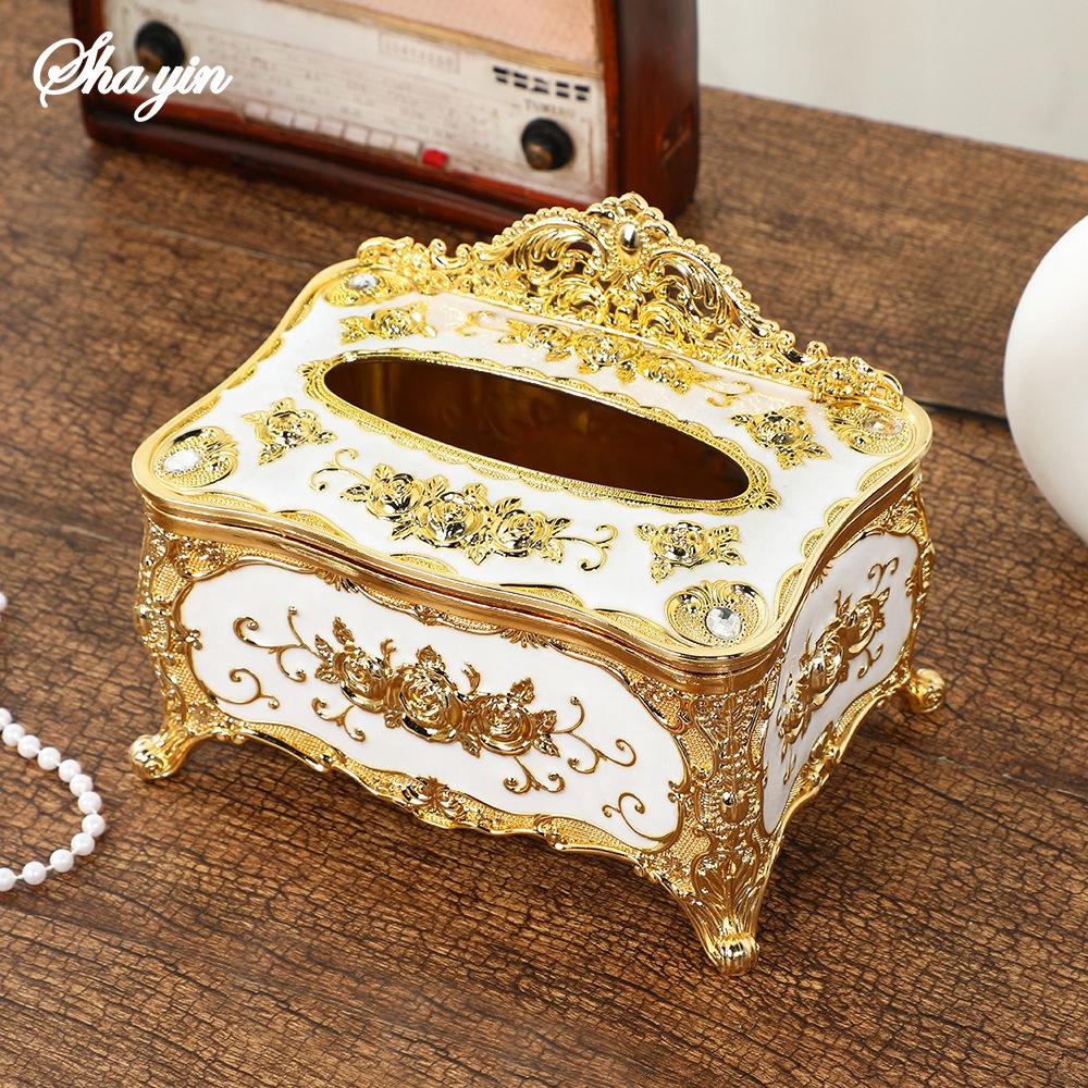 European Style Tissue Box, High-end Hotel Restaurant Napkin Extraction Box, Living Room Desktop Paper Extraction Storage Box