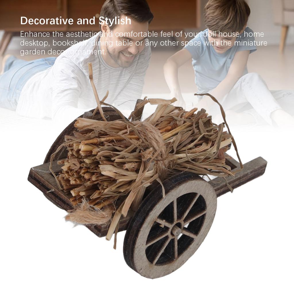 Dollhouse Decoration Wooden Firewood Cart Outdoor Garden Country Miniature Scene Doll House Ornament