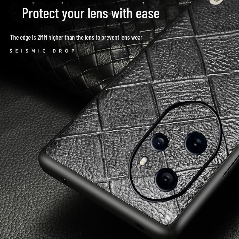 Husă protectoare din piele naturală pentru Honor 90 Pro cu model diamantat