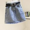 Black & Gray High-Waist A-Line Denim Mini Skirt - Korean Style, Summer Trend