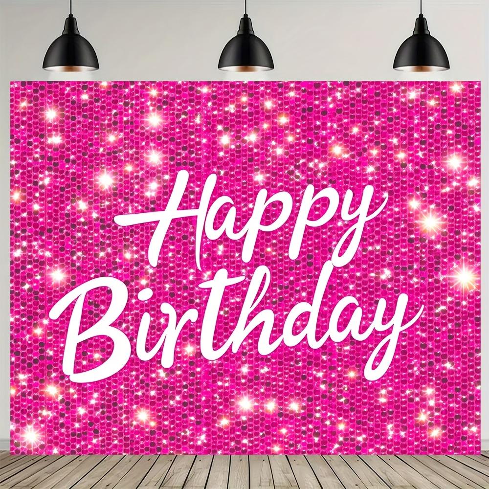 1 Piece Shining Pink Neon Happy Birthday Banner - Sparkling Background for Parties Cake Crush and Celebrations