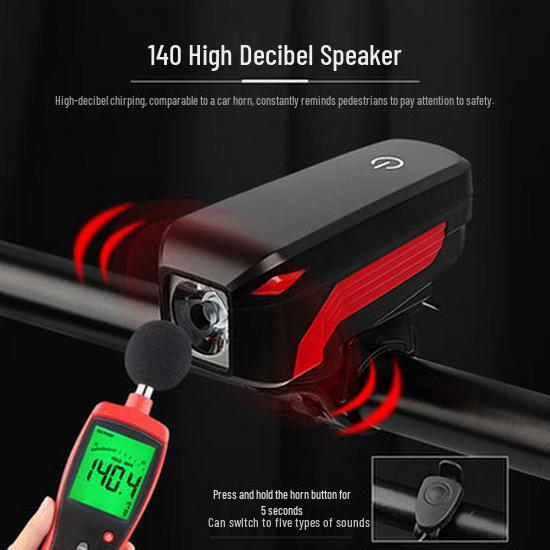 USB Rechargeable Bicycle Headlight & Horn with High Brightness and Warning Light