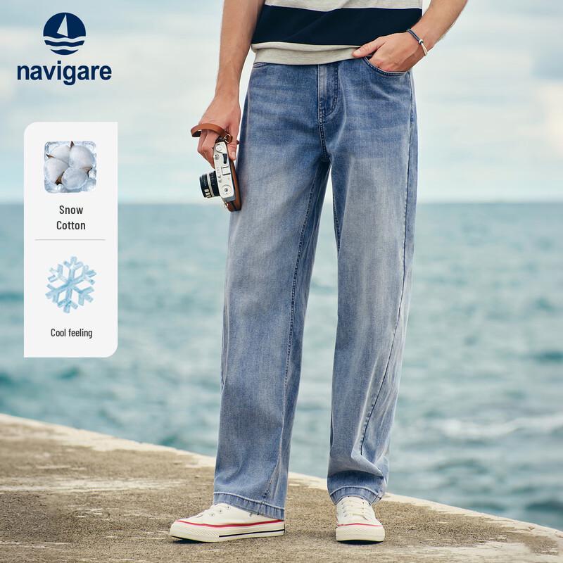 Navigare Lightweight Denim Wide-Leg Cool-Feel Jeans 32