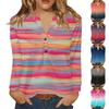 Women's T Shirt Print Button Long Sleeve Daily Weekend Fashion Basic V- Neck Regular Top