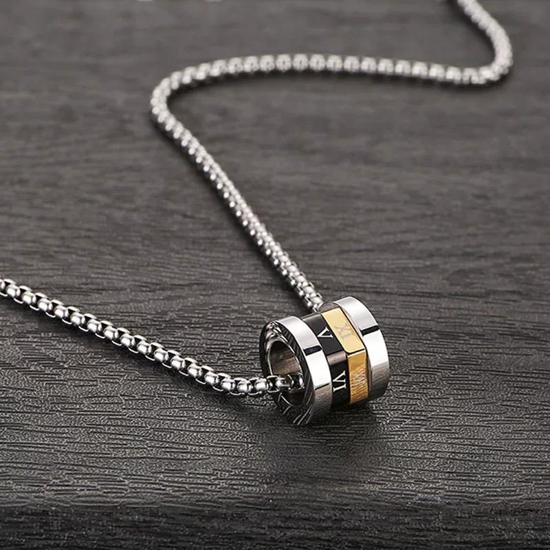 Roman Numerals Small Waist Transfer Necklace Men's Trend Brand Versatile Titanium Steel Pendant Sweater Chain High-end Chain Light Luxury
