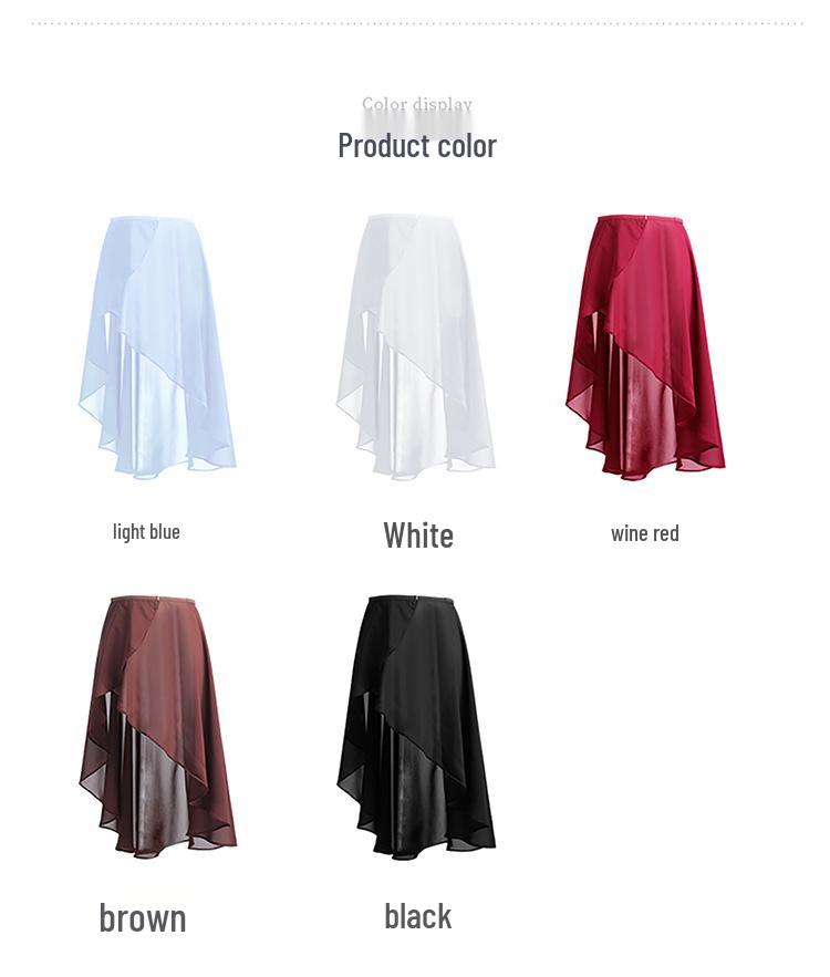 Women's Chiffon Ballet Dance Practice Skirt - Adjustable Long One-Piece for Adults