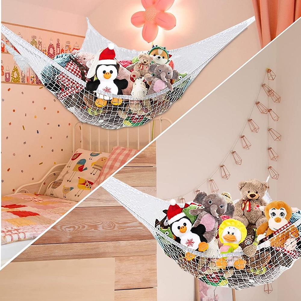 2PCS Toy Hammock Net Organizer Corner Stuffed Animals Kids Hanging Storage