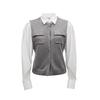 VEROMODA Faux Two-Piece Lantern Sleeve Knit Patchwork Shirt