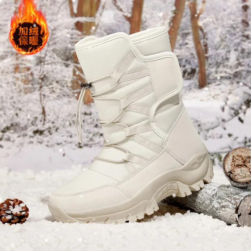 Fashion Winter Women Ankle Boots Keep Warm Women's Snow Boots Outdoor Slip on Platform Women's Hiking  Thickened Plush Women