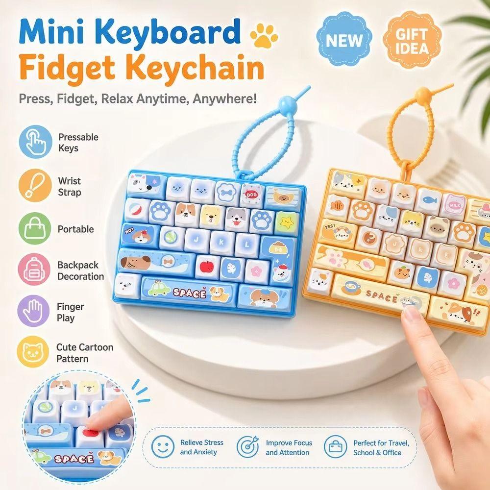 Clear Key Sounds Mechanical Keyboard Animals Theme Candy Color Keycap Keychain Travel Use