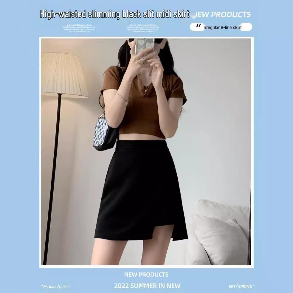 Versatile High-Waisted Black A-Line Skort - Slimming Plus Size, Hip-Hugging Design for Women