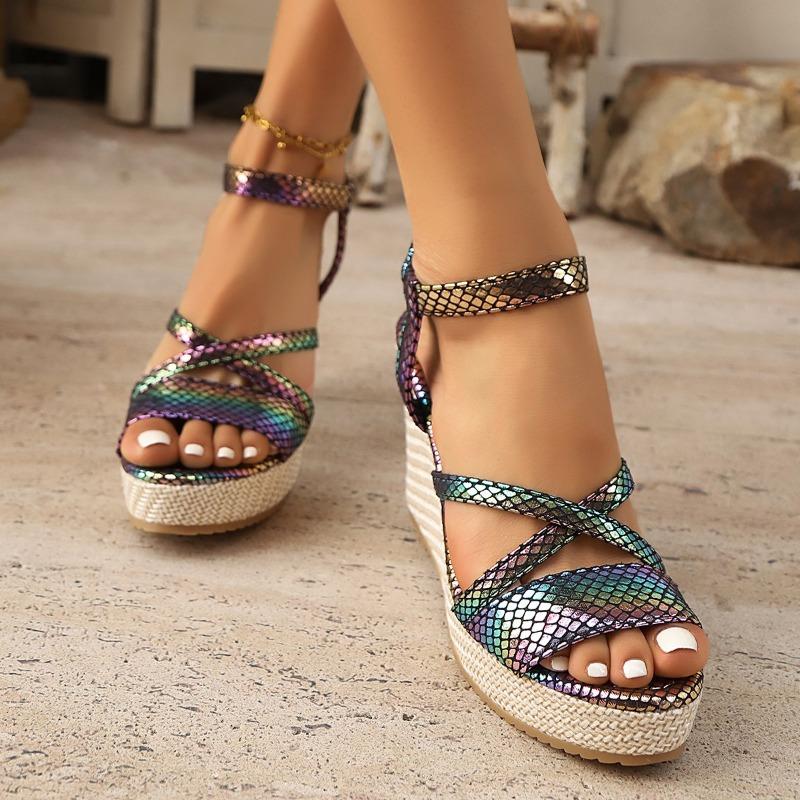 Fashion 2025 New Women Sandals Fashion Designer Casual Wedges Shoes Women Lightweight Beach Platform High Heels Sandals Women