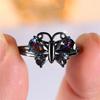 Trendy Cute Female Rainbow Zircon Stone Butterfly Ring Vintage Fashion Black Gold Color Wedding Jewelry For Women