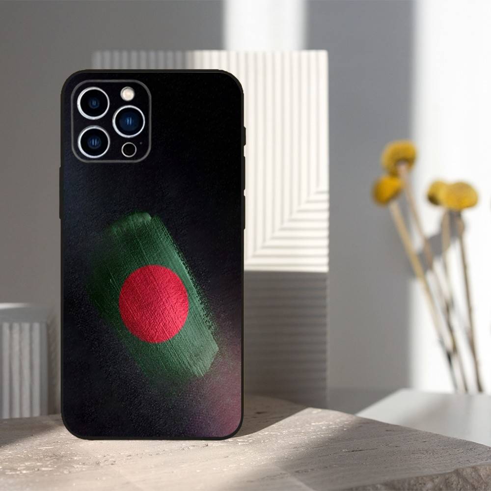 Hot B-Bangladesh Flag For iPhone 13,17,11,12,16,14,15,Plus,Pro Max,XS,X,XR,SE,Mini,8,7,Soft Silicone Black Phone Case