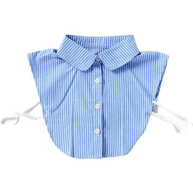 

Perfect Match Women Stripes Detachable Lapel Fake Collar Female Formal Button Down False Collar Removable Half Shirt Blouse Decor Accessories