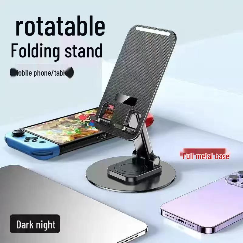 360° Rotatable & Foldable Alloy Phone Holder, Portable Desktop Stand for Videos and Dramas