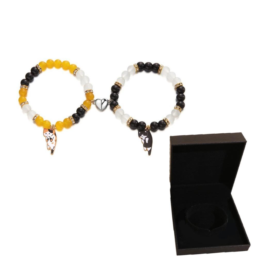 1Pair Beaded Lovers Friendship Bracelet Bangle Cartoon Cat Hand Chain  Couple