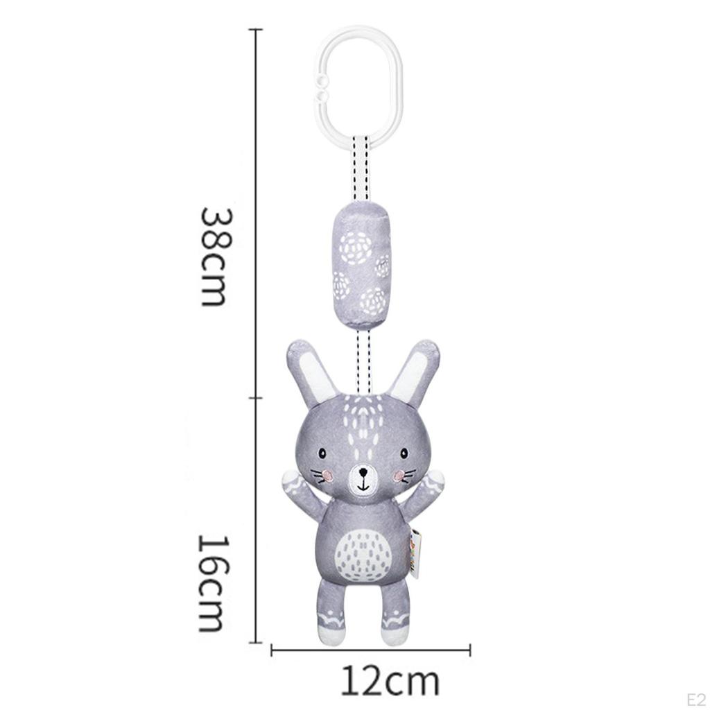 Crib Animal Stuffed Hanging Rattle Toys with Wind Chimes Soft Plush Stroller Toy