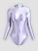 Solid Color High-Cut Rhythmic Gymnastics Leotard Ballet Dancewear - Women's Silky Luster One-Piece Swimsuit Base T-Shirt