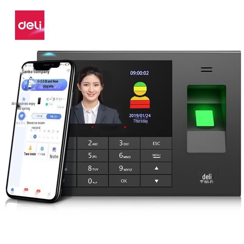 Deli WiFi Отпечаток пальца и Распознавание лиц Часы учета рабочего времени CN вилка (адаптер в комплекте)