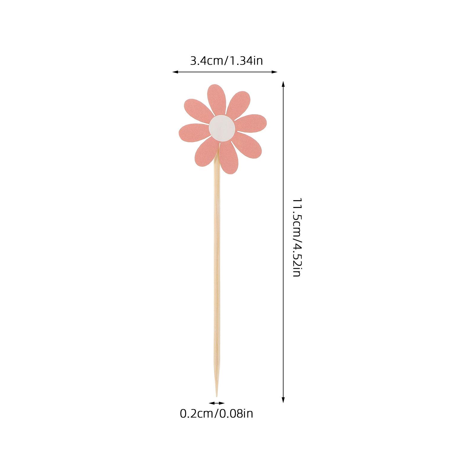 

40Pcs Daisy Flower Cake Toppers Creative Design Dessert Picks for Birthday Wedding Party Cake Decorating Supplies