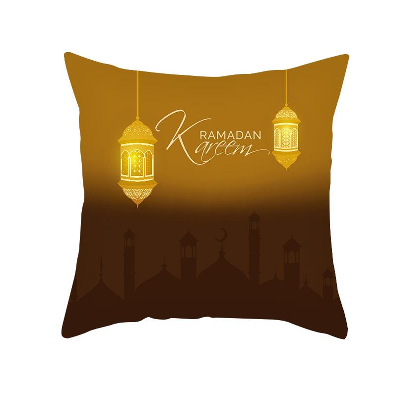 Home Decor Ramadan Kareem Lantern & Crescent Pillow Covers Pattern Cushion Cover Suitable For Sofa Bedroom Car Pillow Cover