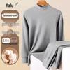 Yalu Unisex Reines Baumwoll-Thermo-Basisschicht-Set mit mittlerem Halsausschnitt