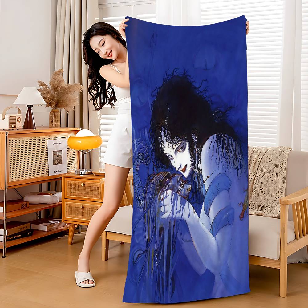 Yoshitaka A-Amano Retro Art Microfiber Blanket Quick Drying Beach Towels Oversized Printing Super Absorbent Pool Towel Blanket