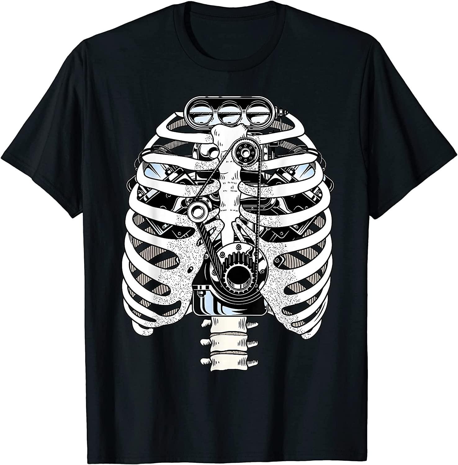 NEW LIMITED! Halloween Mechanic Car Engineer Skeleton Mechanic Tee - MADE IN USA XXXL