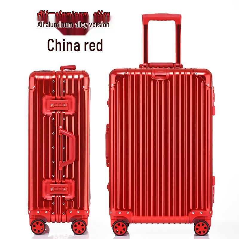 Aluminum-Magnesium Alloy Suitcase with Aluminum Frame, Universal Wheels, Combination Lock - 24" Carry-On for Students & Men's Business Travel.