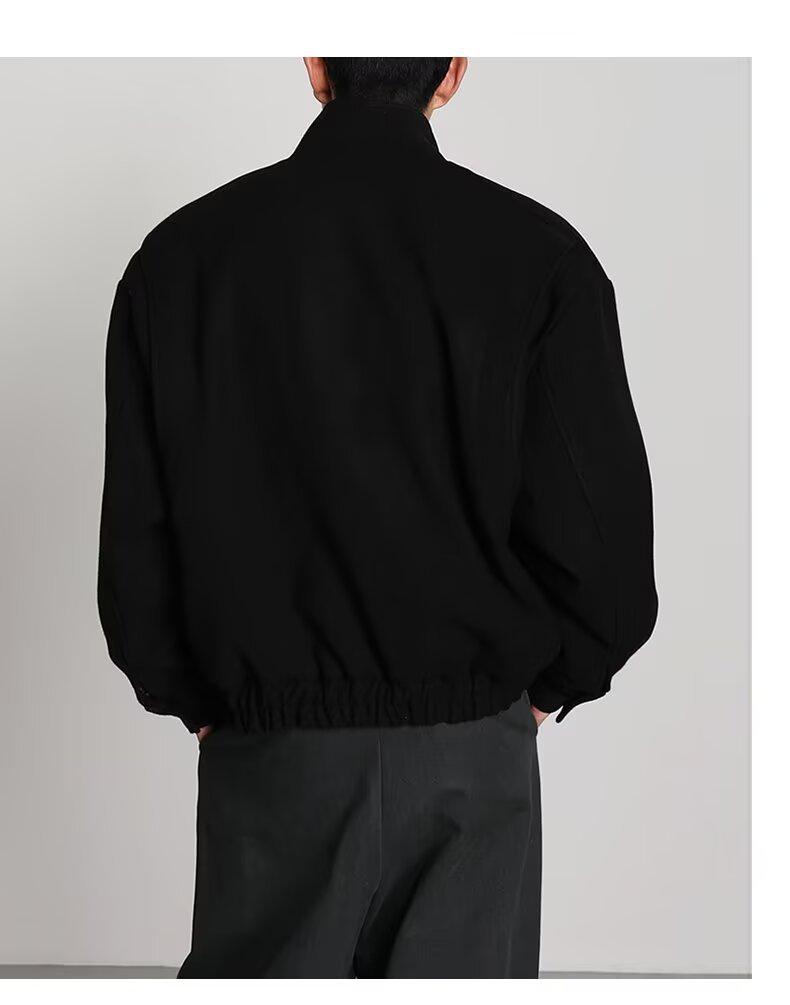 Men's High-End Woolen Stand-Collar Jacket - Korean & British Style Trend for Autumn/Spring