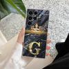 Initial Letter E M I J L Phone Case For Samsung Galaxy S24 S23 Ultra S22 S20 Plus S21 FE Clear Cover Fashion Marble Crown Fundas